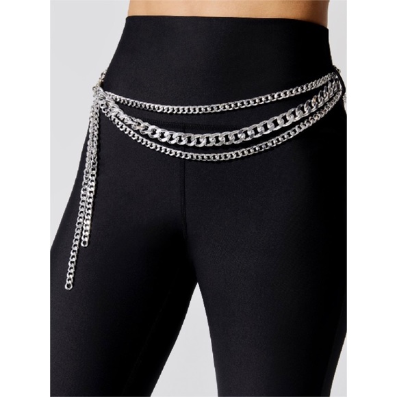 New *RARE* Carbon38 High Rise Full Length Legging With Chain Belt In Black Large - Picture 3 of 10
